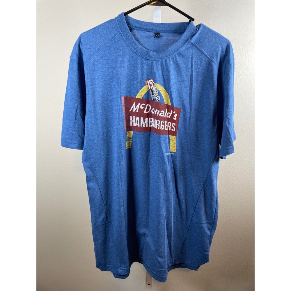 McDonald's Graphic T-Shirt Men's Medium Crew Blue Short Sleeve Vintage Logo